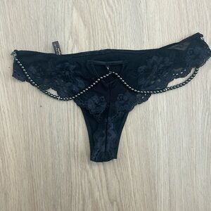 Intimissimi Lace Thong W Beaded Chain Detail